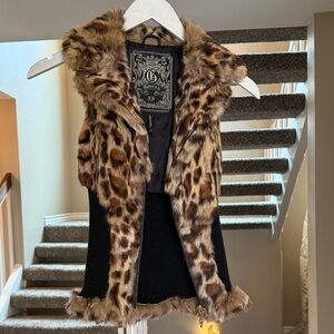 Leopard Print Faux Fur Vest